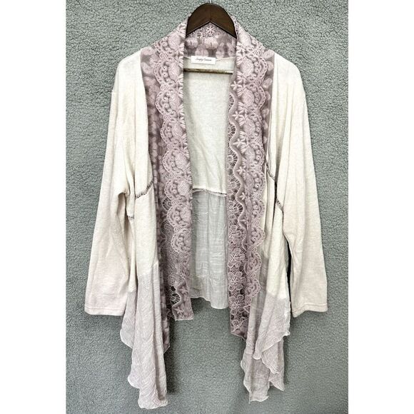 Simply Couture open front cardigan sweater 1X  lace embroidered‎ hanky hem fairy - Picture 1 of 7